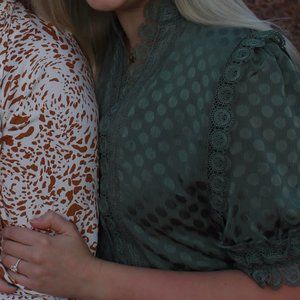 Olive green Max Studio Jacquard Dot Lace Trim Maxi Dress